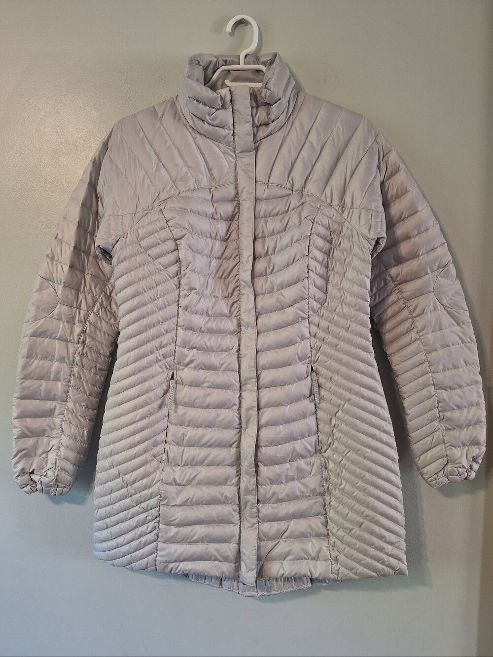 Eddie Bauer Women's Size S Silver 700-Fill Long Goose Down Puffer Coat